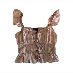 Forever 21 satin tie tank top with ruffle straps